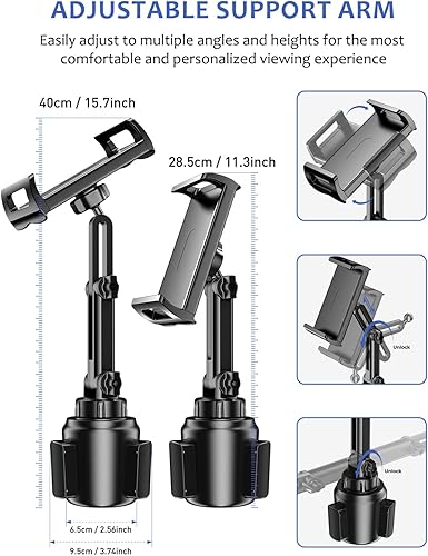 Miniatura 4 de Soporte para tablet para taza de automóvil para iPad Portavasos de vehículo con soporte de lengüeta compatible con soporte de montaje de lengüeta