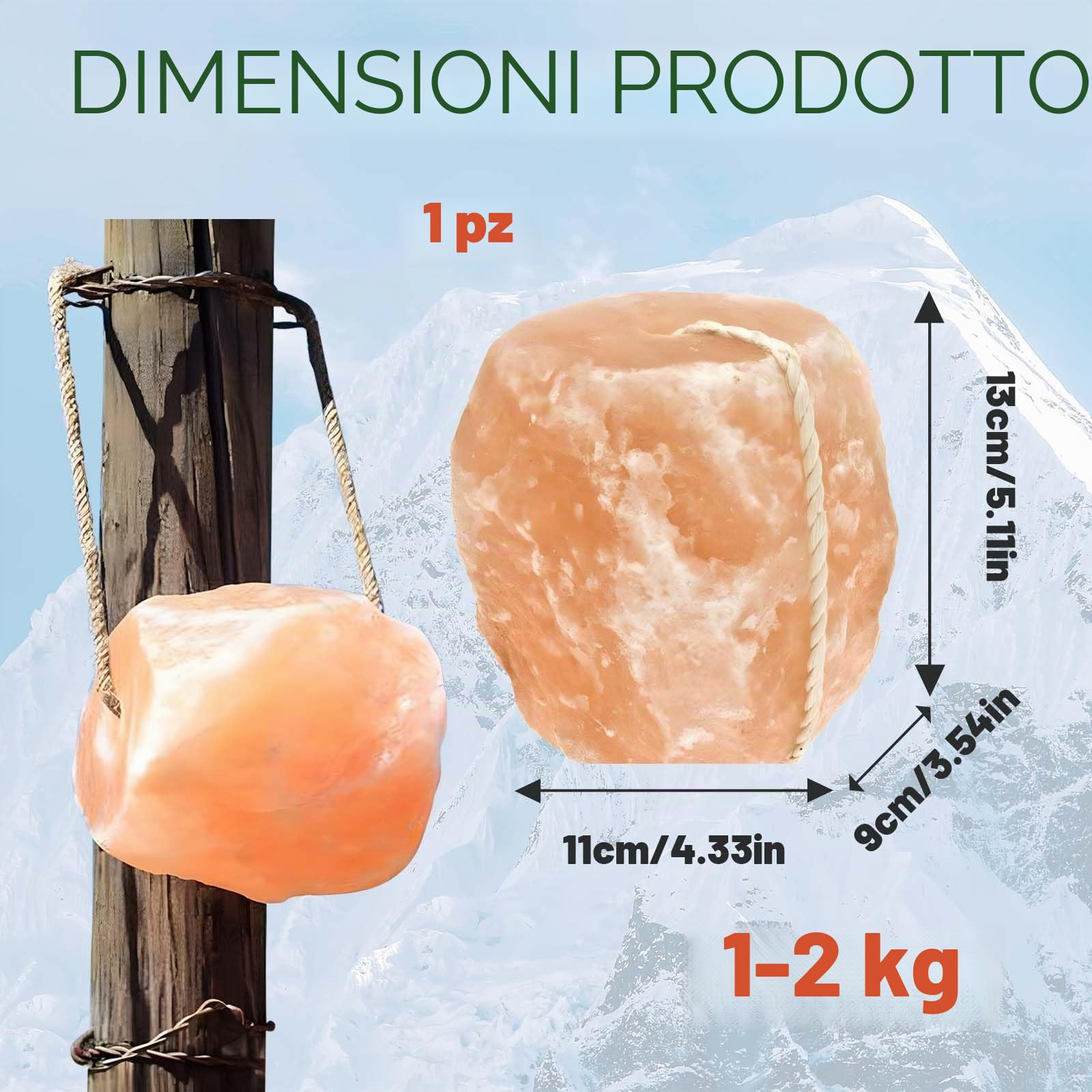 Blocco di Sale dell'Himalaya per Cavalli 1.7kg, Sali Minerali Naturali per Cavallo, Bovini, Caprini, Cervo