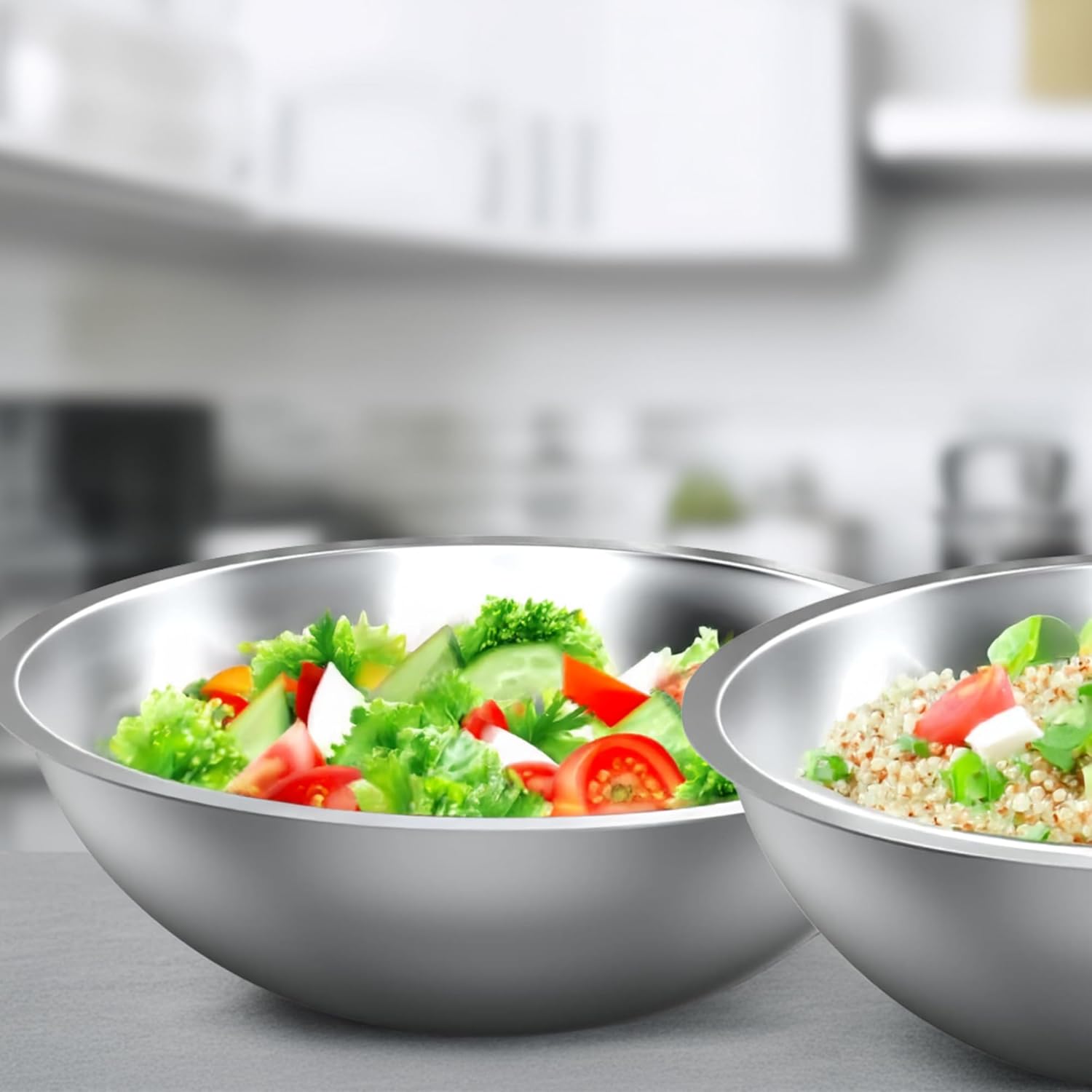 Alpine Cuisine 12-Quart Stainless Steel Mixing Bowl | Durable Prep & Salad Bowl for Baking, Food Prep, & Tossing | Polished Mirror Finish, Silver