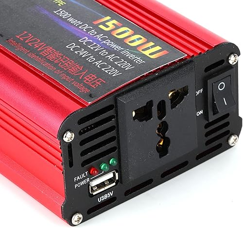 Miniatura 7 de Inversor de corriente para automóvil de 1500 W, adaptador de convertidor de cargador USB, onda sinusoidal modificada, CC 12V24V a CA 220V, inversor