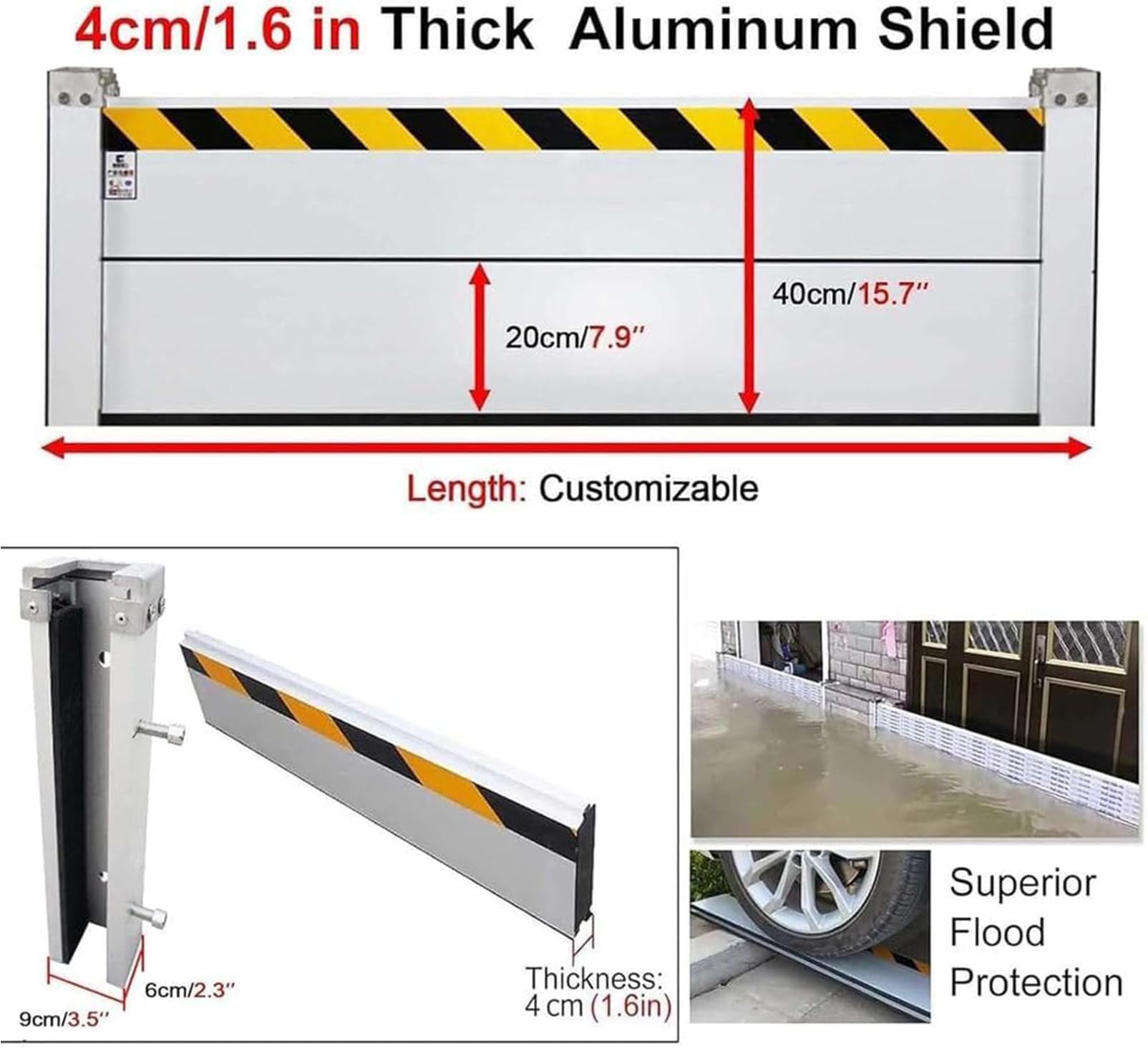 Barrera Móvil de Protección contra Inundaciones en Puertas Portátil Barrera de Aleación de Aluminio de Defensa contra Inundaciones en Puertas