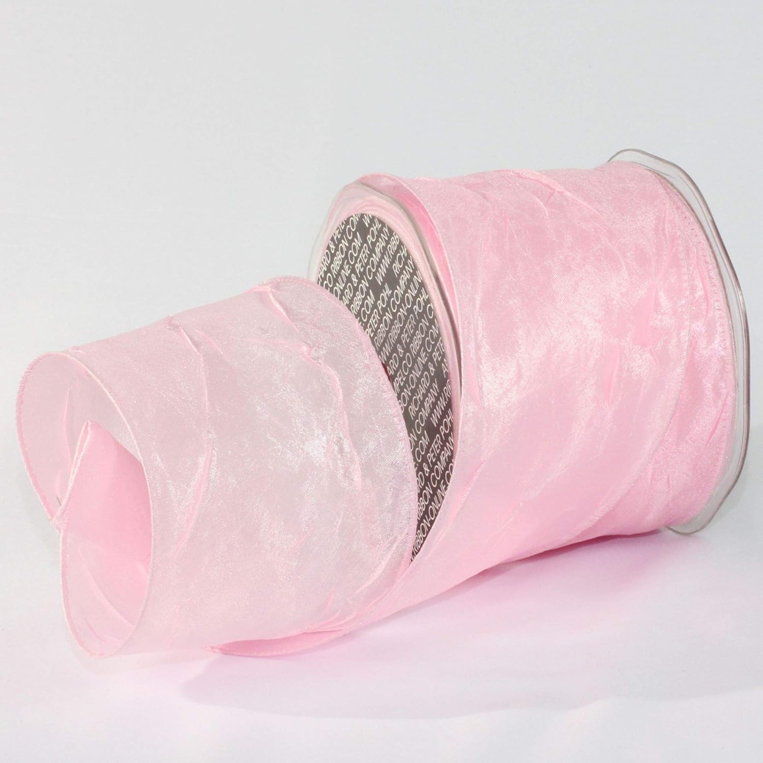 Pink Crinkled Satin Wired Craft Ribbon 3" x 27 Yards