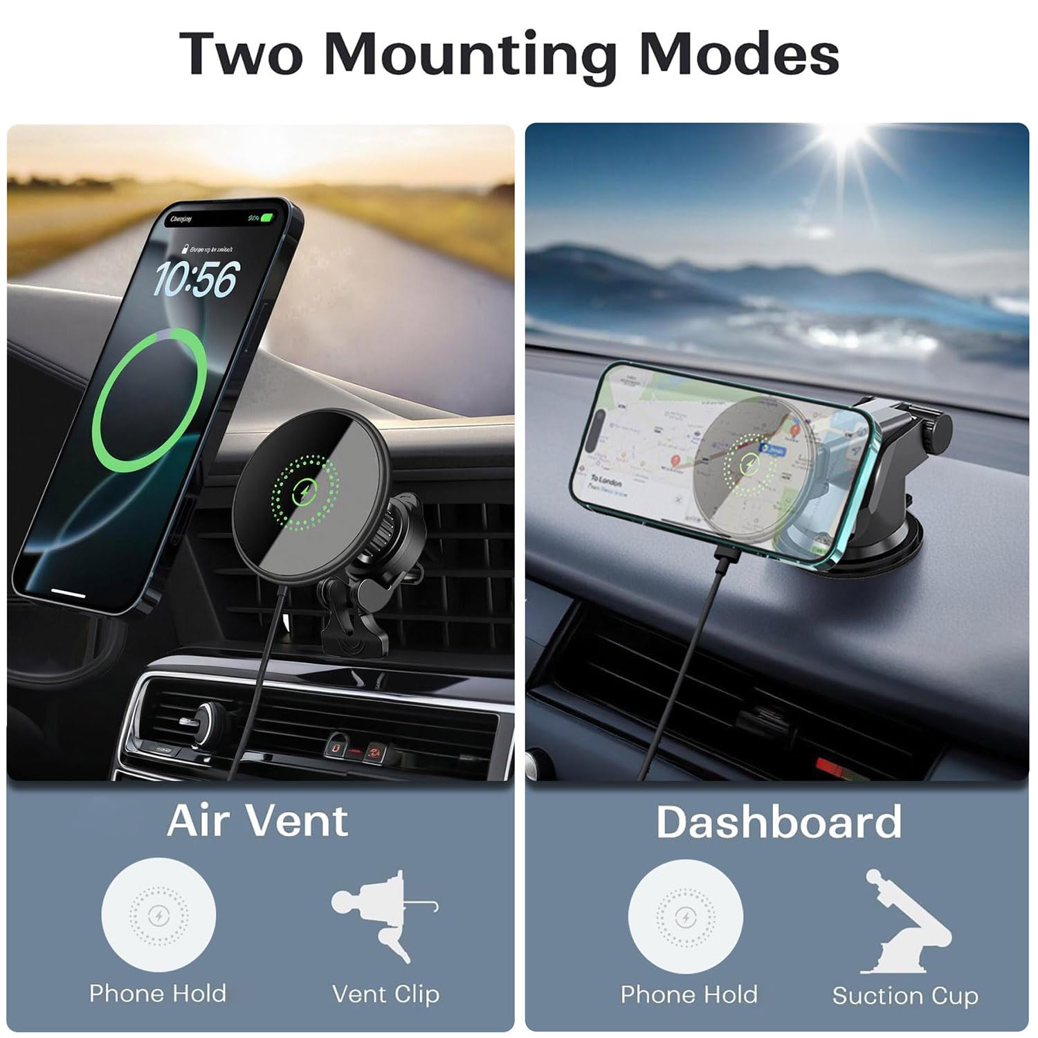 25W Support Telephone Voiture Magnétique Chargeur sans Fil pour Magsafe | Support de Aération/Tableau de Bord Chargeur Induction Voiture Charge Rapide pour iPhone 17/16/15/14/13/12 Air Pro Max