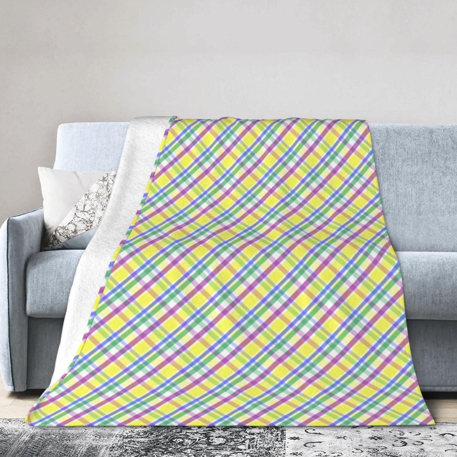 ERTDFXCV Easter Pastel Plaid Spring Pattern Blanket 50"x40"