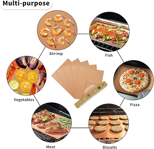 Miniatura 7 de BBQ set de parrilla para barbacoa 5 100% PTFE láminas de teflón para gas, carbón, parrilla eléctrica como lo vio en televisión, 15.75 x 13", XL,