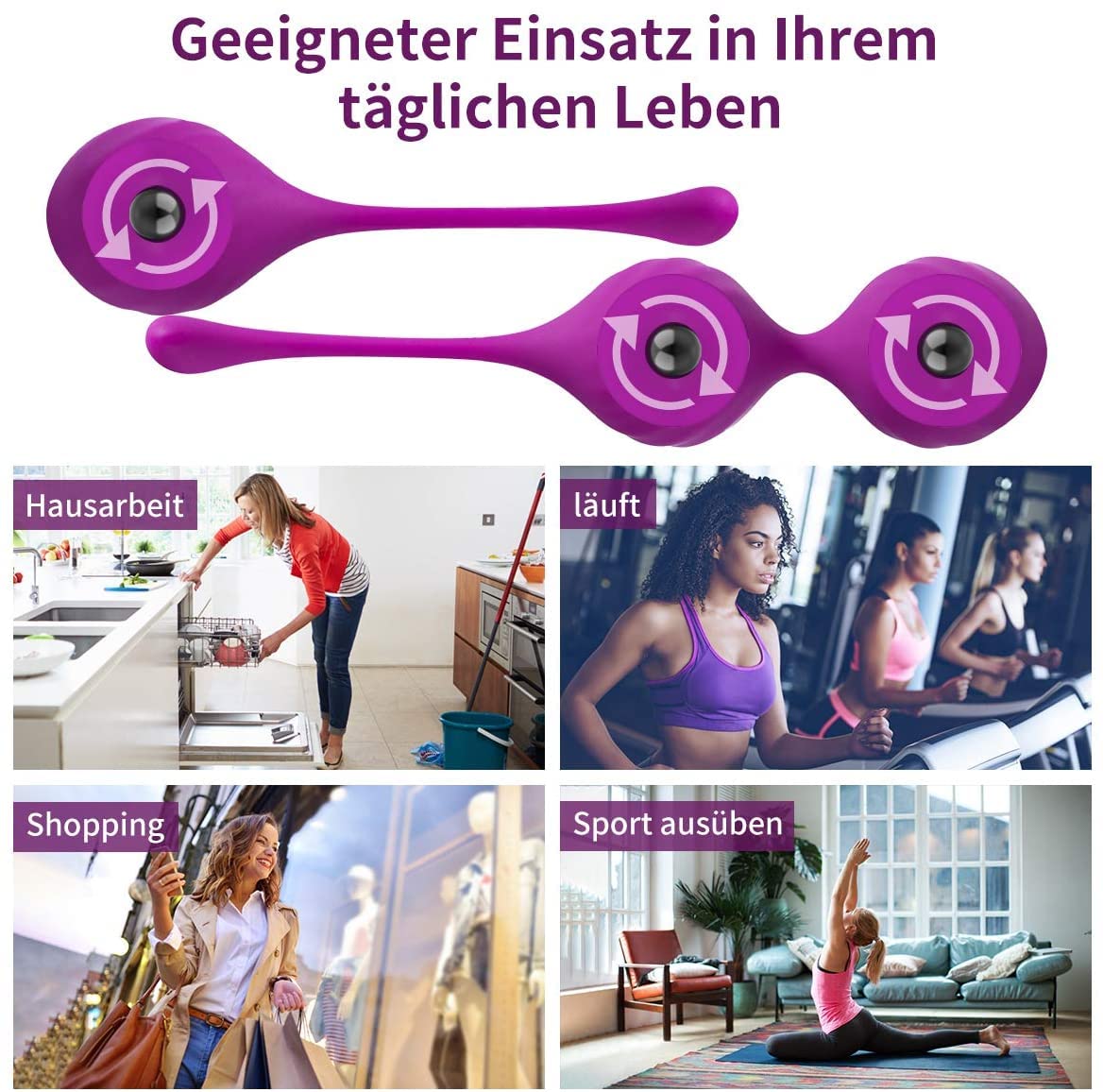 Love Balls Kegel Balls Training Balls Entraîneur de plancher pelvien Ensemble de 3 Silicone Parfait pour les femmes pour les jouets sexuels entraînement érotique du plancher pelvien (purple)