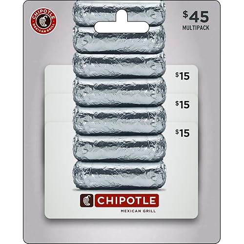 Chipotle Physical Gift Cards (Multipack of 3 x $15) - $45