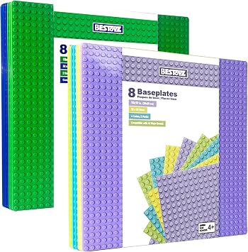 16 Pack Baseplates for Classic Building Bricks, Bundle of 2 Sets, 10"x10"