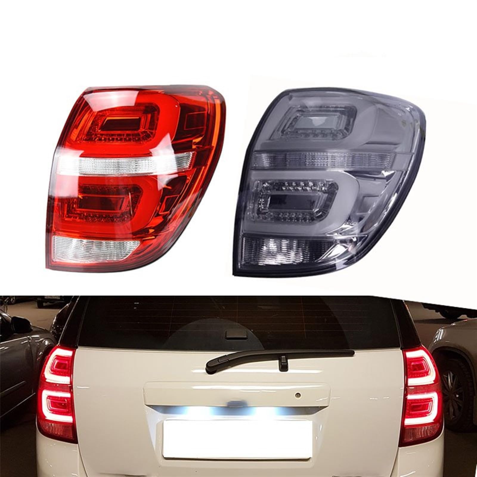 Piloto Trasero Para Chevrolet para Captiva 2008 2009 2010-2015 LED parachoques trasero luz trasera lámpara de freno de parada Pilotos Traseros (Color : LED Red Pair)