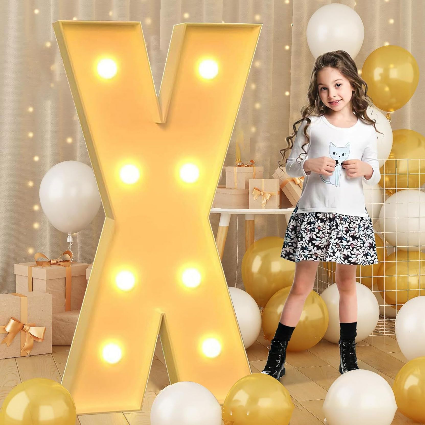 100cm-3.3ft Giant LED Light Up Letter X, Mosaic Marquee Light Up Sign, LED Letters Lamps for Valentine's Day Birthday Christmas New Year — image 1