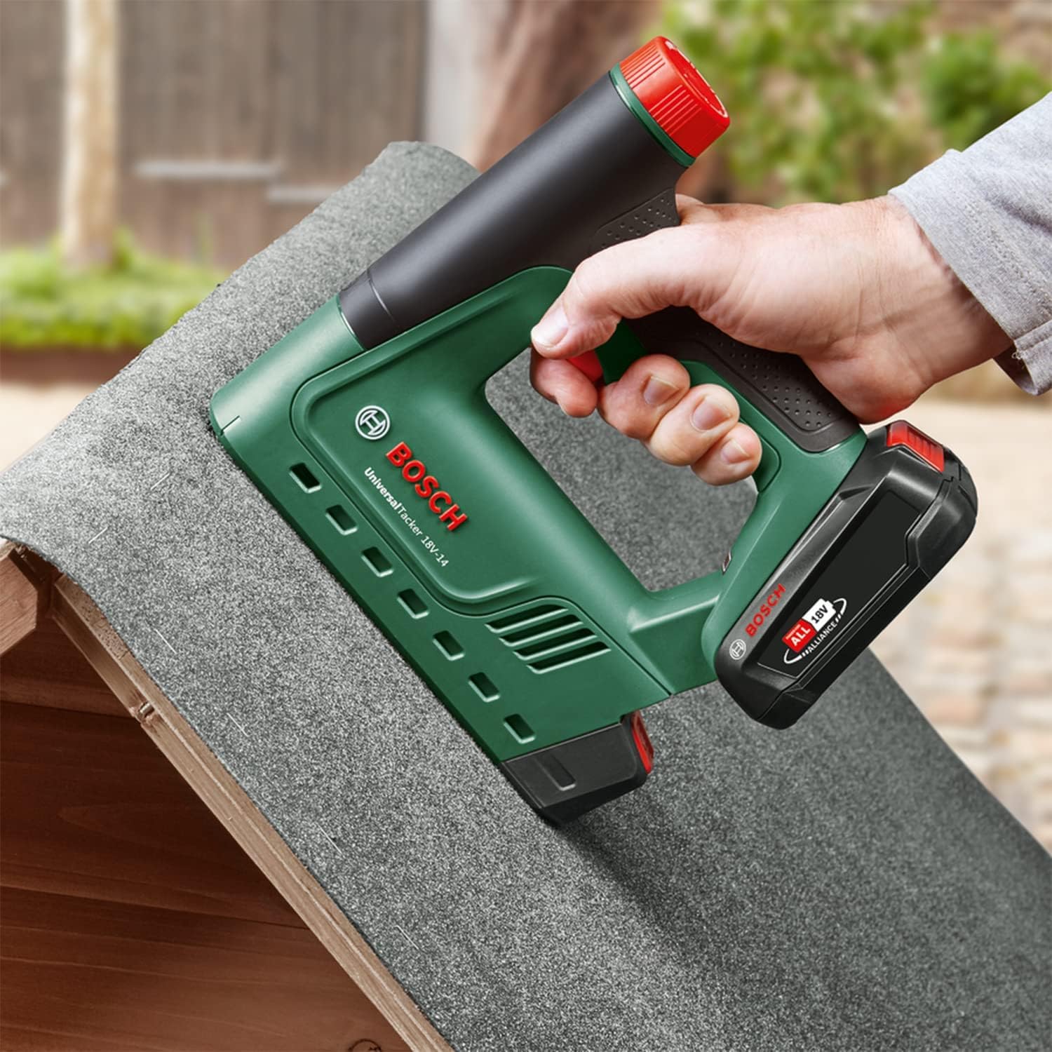 Bosch Akku-Tacker UniversalTacker 18V-14 (Tackern/heften in Weich-und Hartholz; für Klammern und Nägel; 18 Volt System; mit 1000 Feindrahtklammern; ohne Akku) + DIY Nägel Typ 48 1.8 x 1.45 x 14 mm