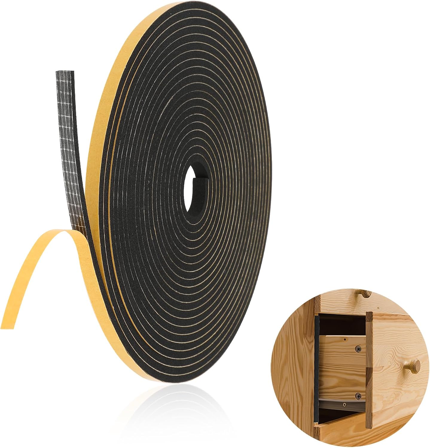 6M Window Draft Excluder Tape Adhesive Window Seal Strip,Black Winter