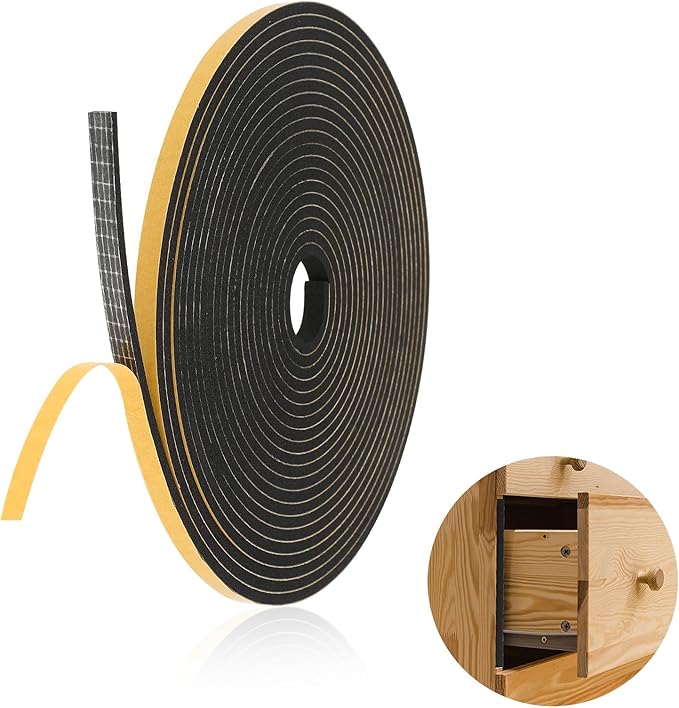 6M Window Draft Excluder Tape Adhesive Window Seal Strip,Black Winter