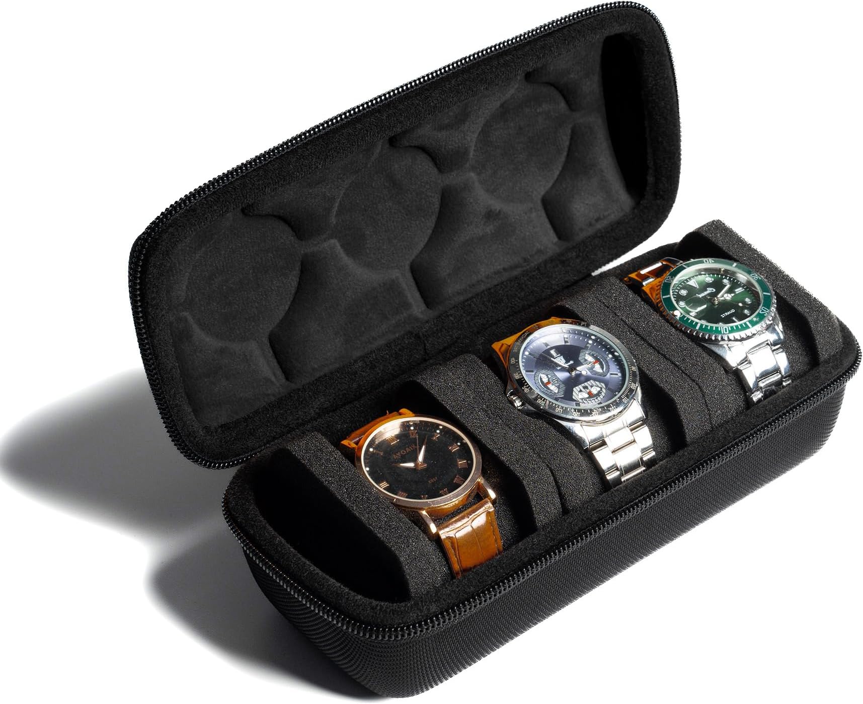 Hard Watch Travel Case, Watch Roll Case Storage and Organizer for Men and Women, with anti-move watch pillow