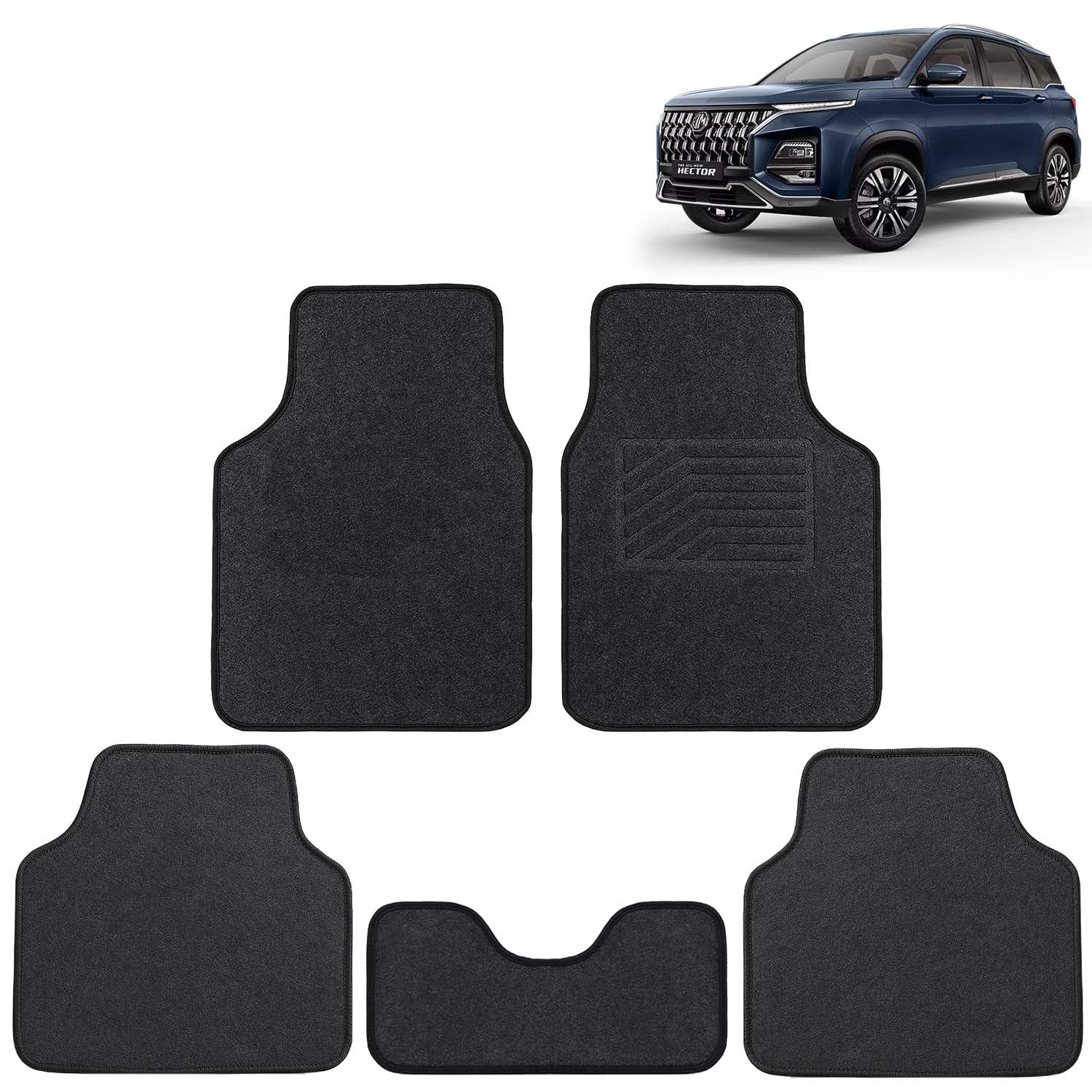 KINGSWAY Accessories Anti Slip Carpet Foot Mats Compatible with Morris Garages (MG) Hector (Year 2026 Onwards) – Designed to Protect Your Car Floor, Set of 5 Pcs, Universal Fit Car Mats – Black