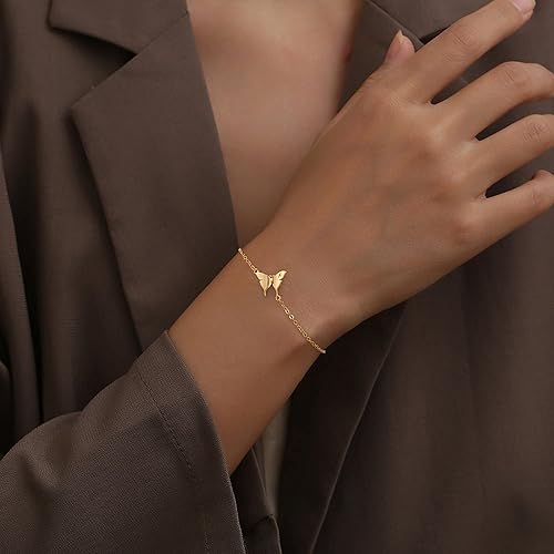 Miniatura 3 de Butterfly Bracelet Gold Bracelets for Women, 14K Gold Plated Butterfly Cute Bracelets Initial Bracelets for Women Teen Girls Gifts Gold Bracelet