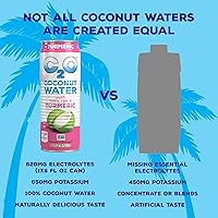 Vista 5 de C2O - Agua de coco con jengibre, lima y cúrcuma (paquete de 12) - Hecho con agua de coco fresca - A base de plantas - Sin OMG - Agua enlatada