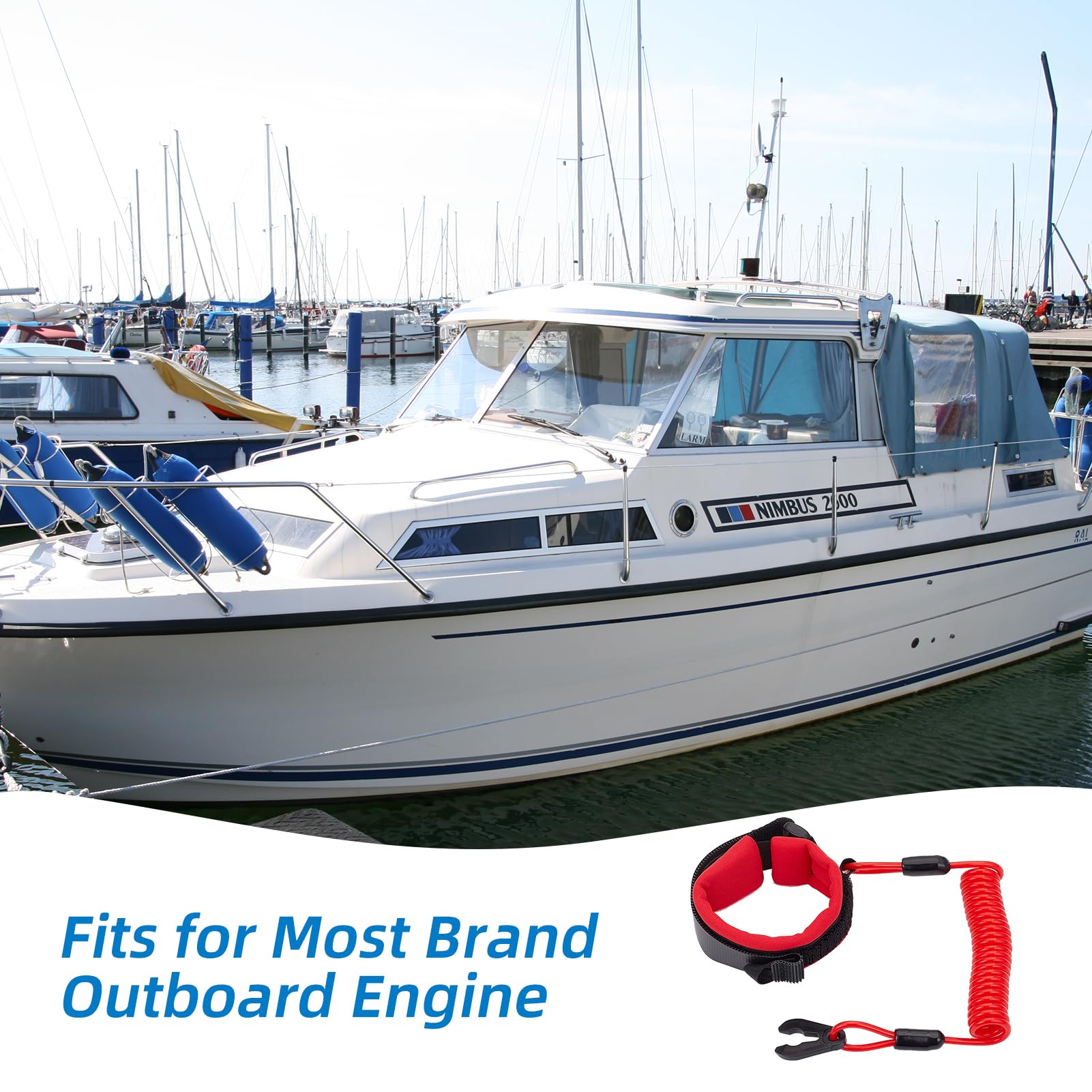 NICENEEDEDed Notausschalter Armband Für Boote 5.3 Fuß Verstellbares Sicherheits Notausschalterband Für Boote Motor Halteseil