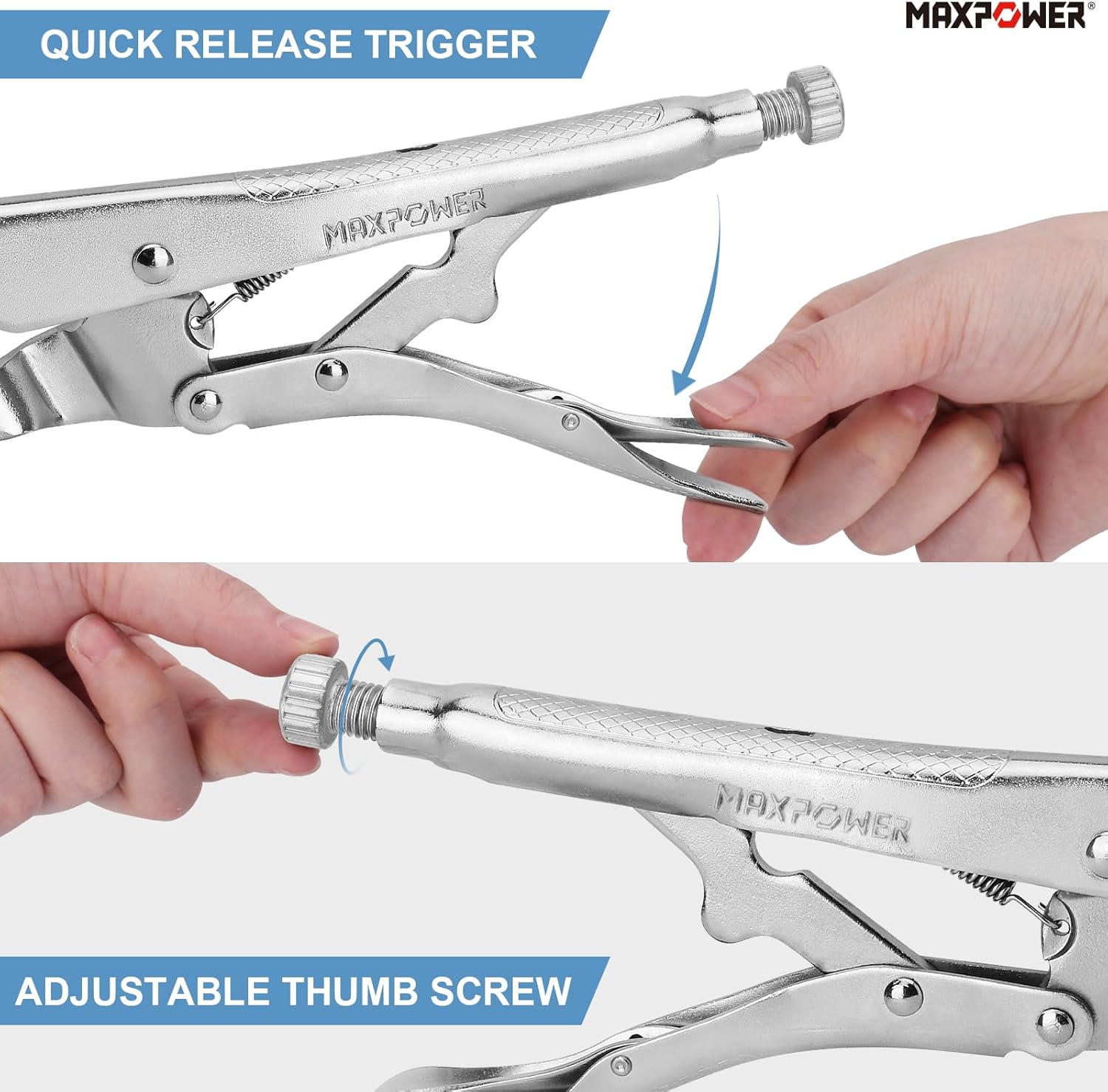 MAXPOWER 9-Inch Locking Chain Clamp with 19.7-Inch Chain, 2 Pack