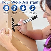 Vista 5 de Thenshop 60 Pcs Jumbo Permanent Markers Bulk 10mm Chisel Tip Black Thick Permanent Markers Set Waterproof Jumbo Marker for Industrial Use Work on