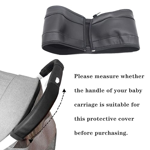 Miniatura 5 de Funda protectora para reposabrazos de cochecito de bebé, 2 fundas para asas de cochecito con cuero con cremallera, fundas de correa de cochecito de