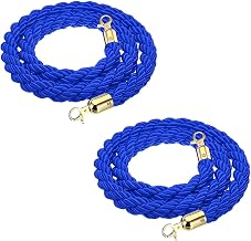 Hanging Twisted Queue Rope,Stanchion Rope,Barrier Braided Stanchion Ropes with Chrome Hooks,Twisted Post Ropes,for Openings,Weddings,Restaurants(Size:3.3ft,Color:Blue)