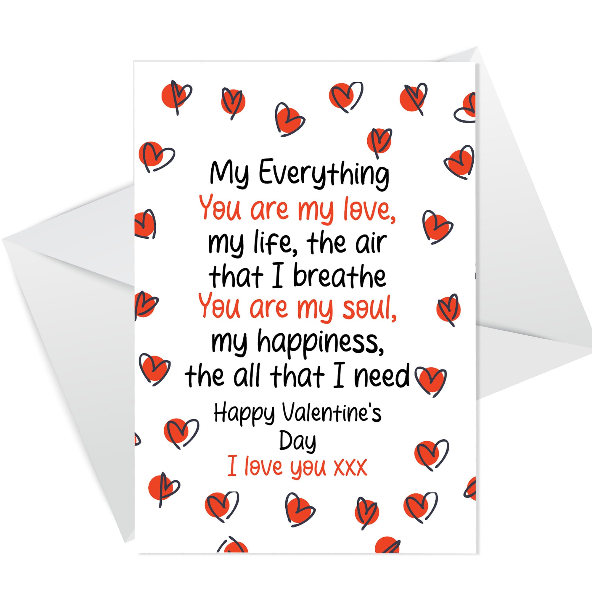 RED OCEAN VALENTINES Day Card Husband Boyfriend Girlfriend Wife FIANCÉ MY EVERYTHING Card For Him Her Valentines Card With Envelope Valentines Greetings Card