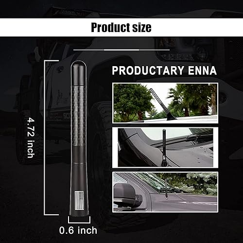 Miniatura 2 de Pack-1 Antena de fibra de carbono para automóvil, bandera estadounidense, antena de radio de automóvil de superficie pulida de 4.72 pulgadas con