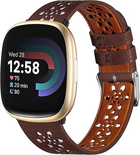 Dailatu Correas de cuero compatibles con Fitbit Versa 4Versa 3  Sense 2  Sense para mujeres y hombres, correa de repuesto inteligente deportiva