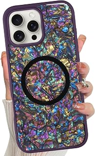 Magnetic for iPhone 16 Pro Max Case Abalone Shell, Elegant Purple