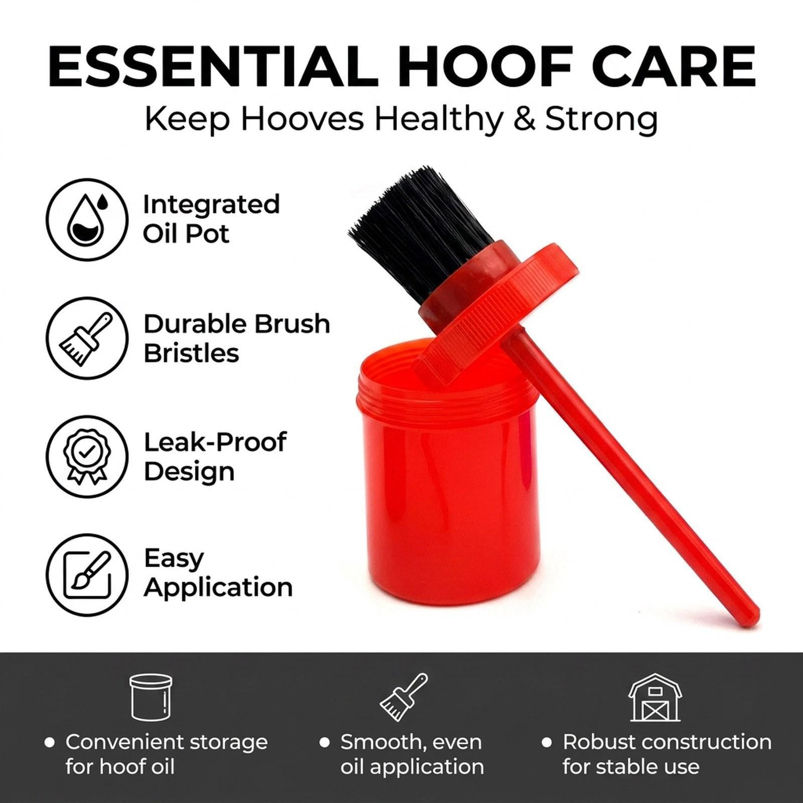 Perfeclan 3 cepillos para Aceite Cascos Caballo con Tapa, portátiles, fáciles Usar, con Mango cómodo y Multiusos. Accesorios ecuestres para la