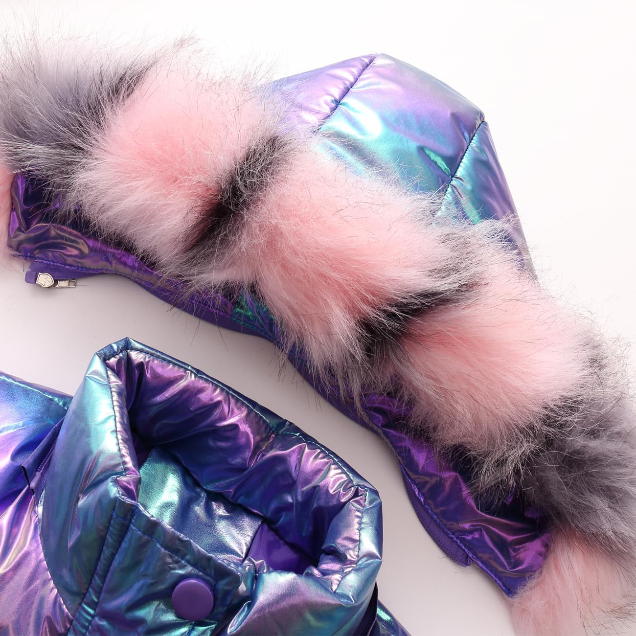 Girl Waterproof Long Coat Winter Puffer Jacket Kid Metallic Shiny Hooded Clothes - Image 3