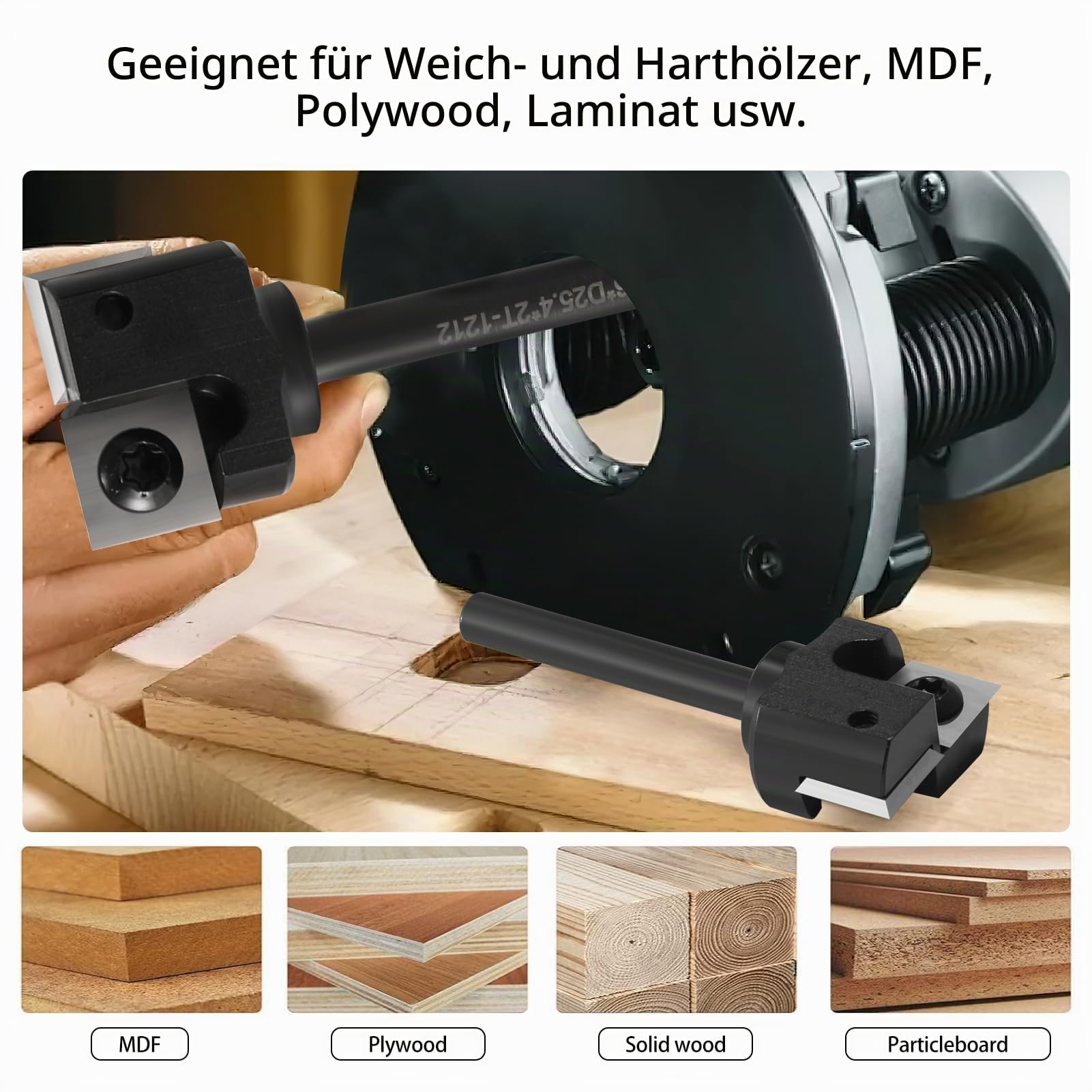 Planfräser 6mm Schaft Mit 10 Austauschbaren Hartmetallmessern (12x12x1.5mm), 2 Flöten CNC Fräser 25.4mm Durchmesser, Oberfräse Abflachfräser Oberflächenbit