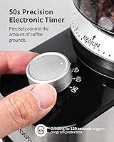 Vista 5 de SHARDOR Electric Burr Coffee Bean Grinder for Home Use, 40 Grind Settings with 50-Second Adjustable Timer, One-Touch Espresso Grinder, Black