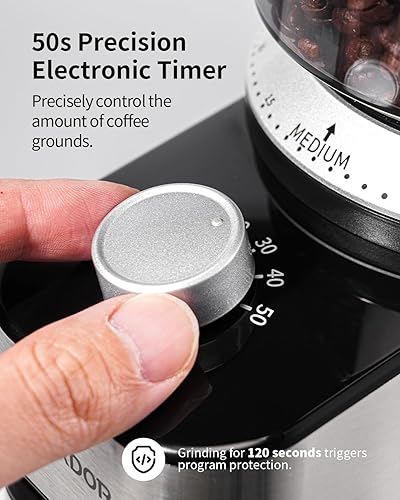 Miniatura 5 de SHARDOR Molinillo de café eléctrico con 40 ajustes de molienda para uso doméstico, temporizador ajustable de 50 segundos, para expreso, goteo,