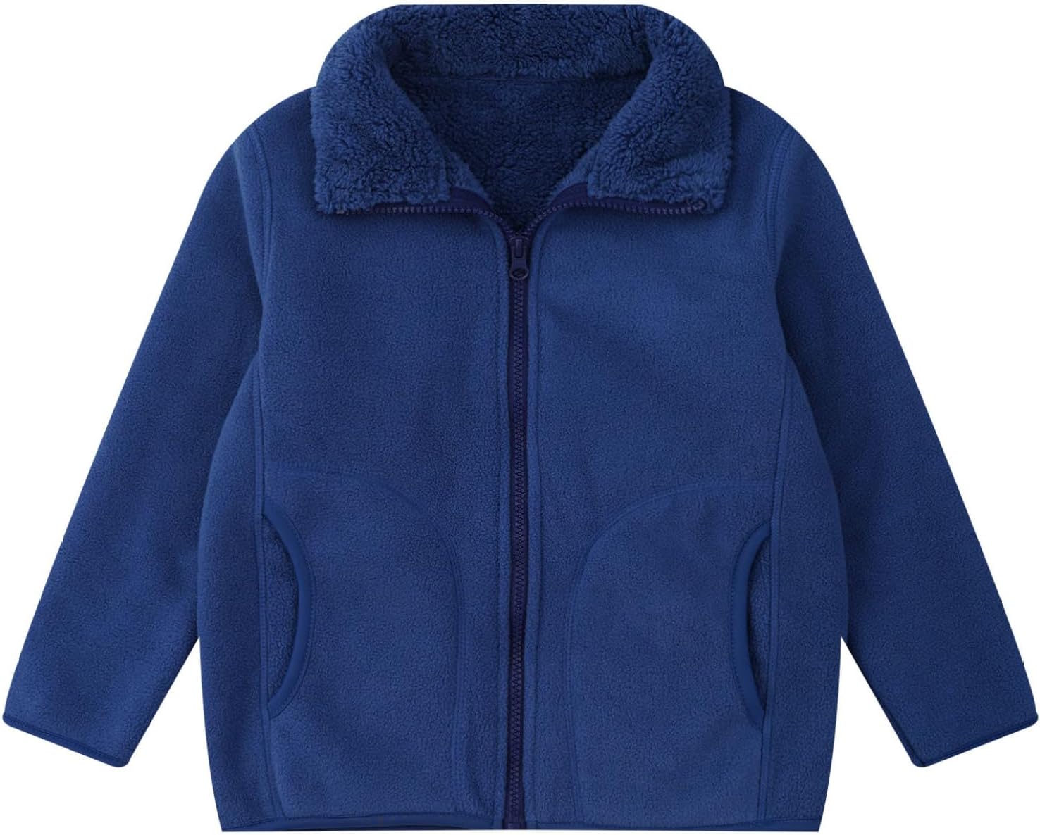 Kids Girls Boys Warm Fleece Athletic Jacket Solid Color Long Sleeve Stand Collar Full Zip Sweatshirt Tops