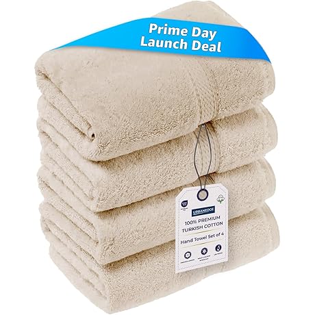 ANVO Hand Towels, 4 Pack 16 x 24 Inch Turkish Cotton, Super...