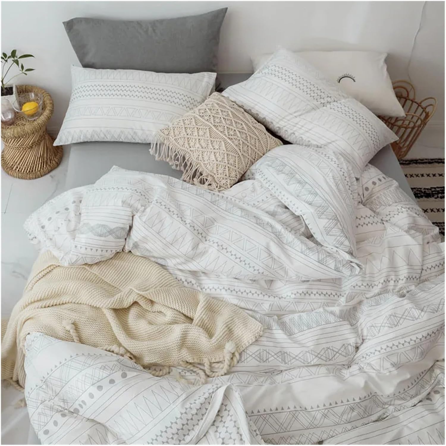 King Queen Size Bedding Set Black Abstract Painting Duvet Cover Pillowcase Sheet Bed Linens Cotton Bed Cover,Bed