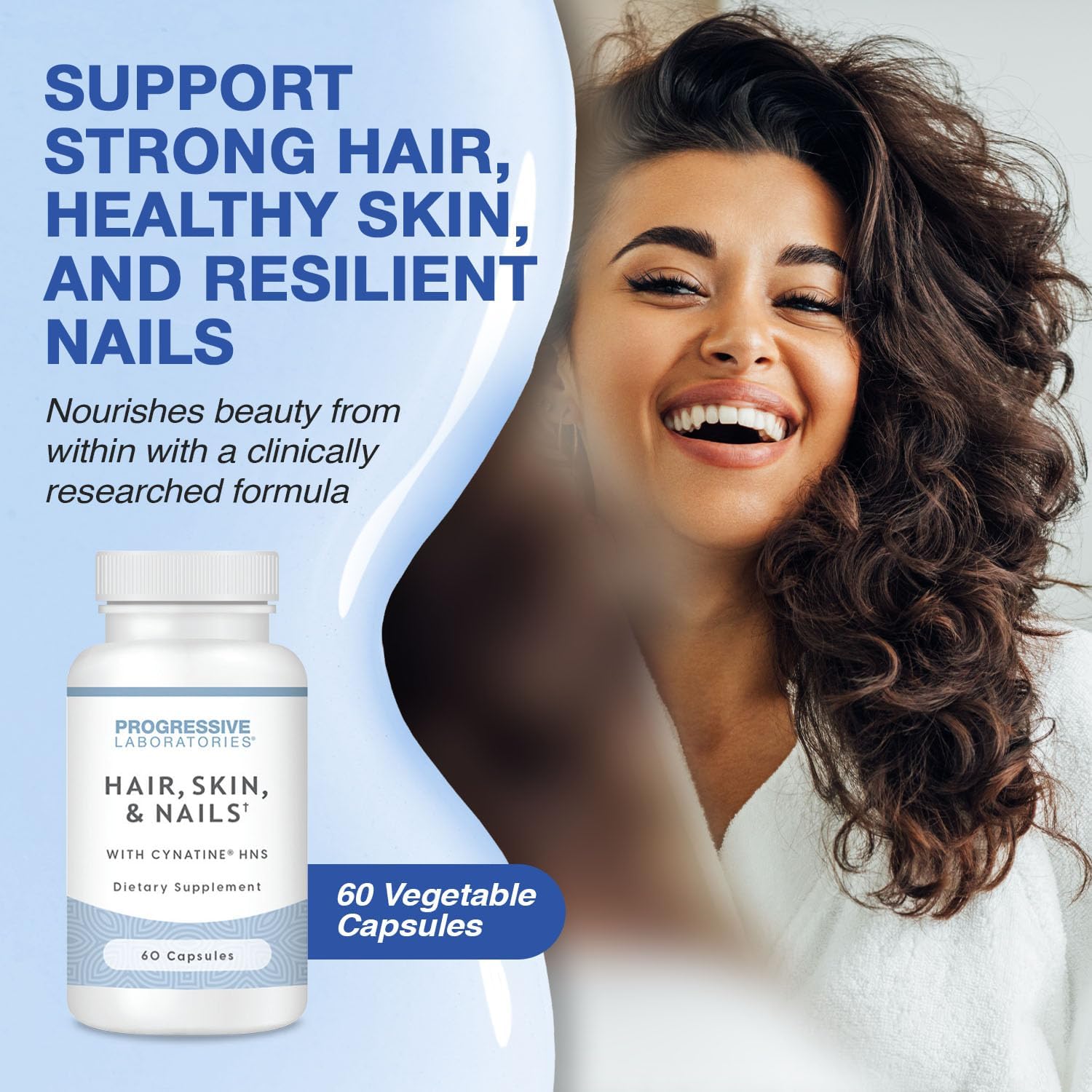 Hair, Skin & Nails Supplement – Dietary Supplements with Keratin (Cynatine HNS), Bamboo Silica, Biotin & TRAACS Minerals – Supports Strong Hair, Smooth Skin & Resilient Nails – 60 Vegetable Capsules - Image 2