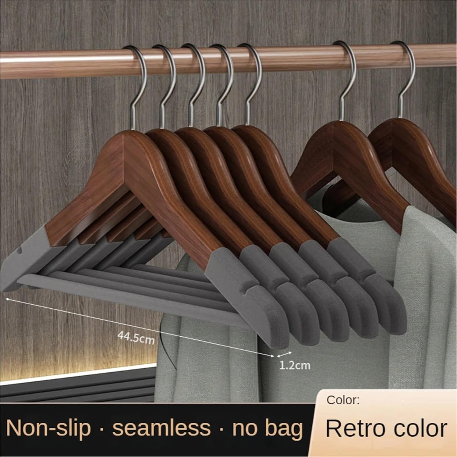 Coat Hanger Wooden Hanger Suit Hangers Non Slip Wood Velvet Hangers for Hanging Pants,Suits,Dress,Skirts-360°Rotating Hanger for Home,Hotels(Retro Wood B)