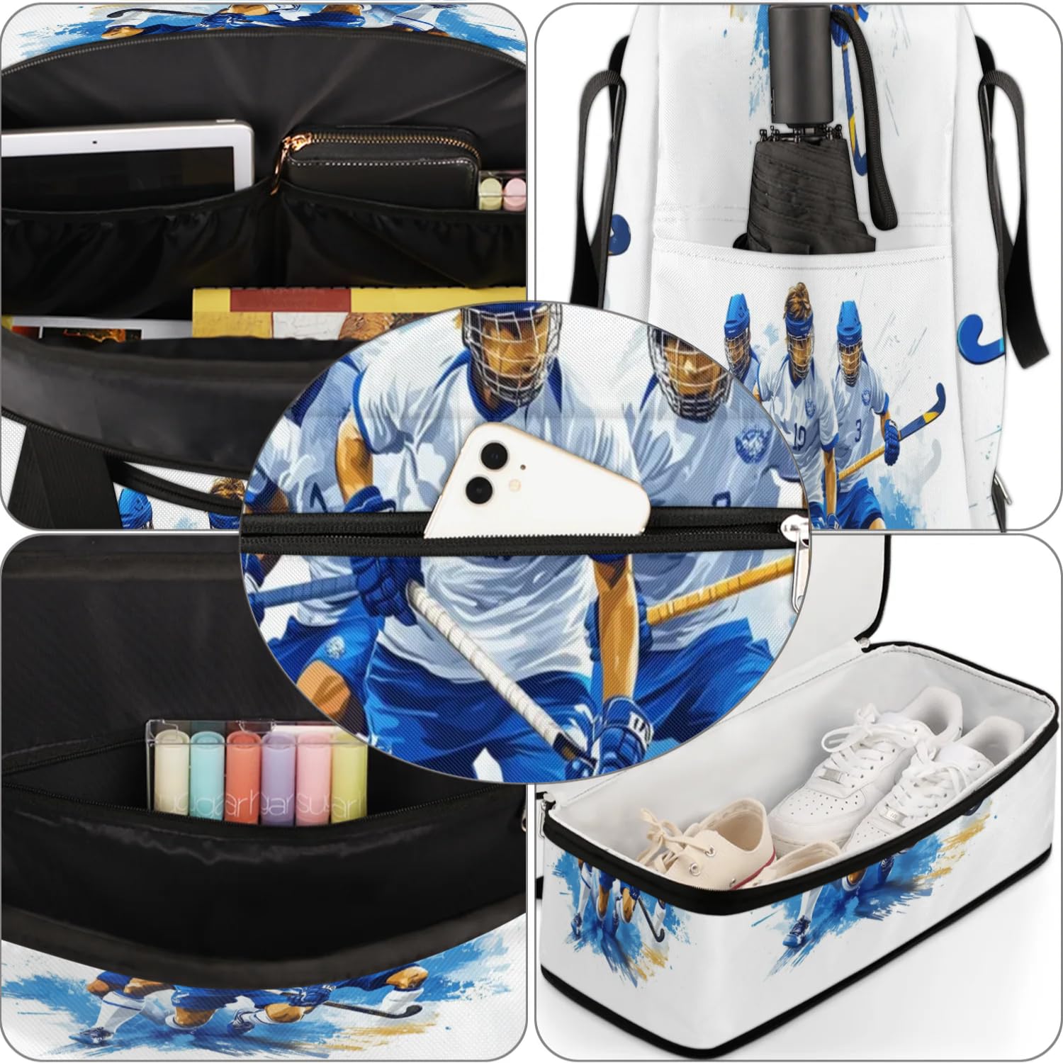 Sac de sport de voyage pour joueur de hockey pour homme et femme, sac de week-end, sac fourre-tout pliable et séparé, 47 l pour sport, gym, yoga, couleur, 47 L, Organiseur de sac