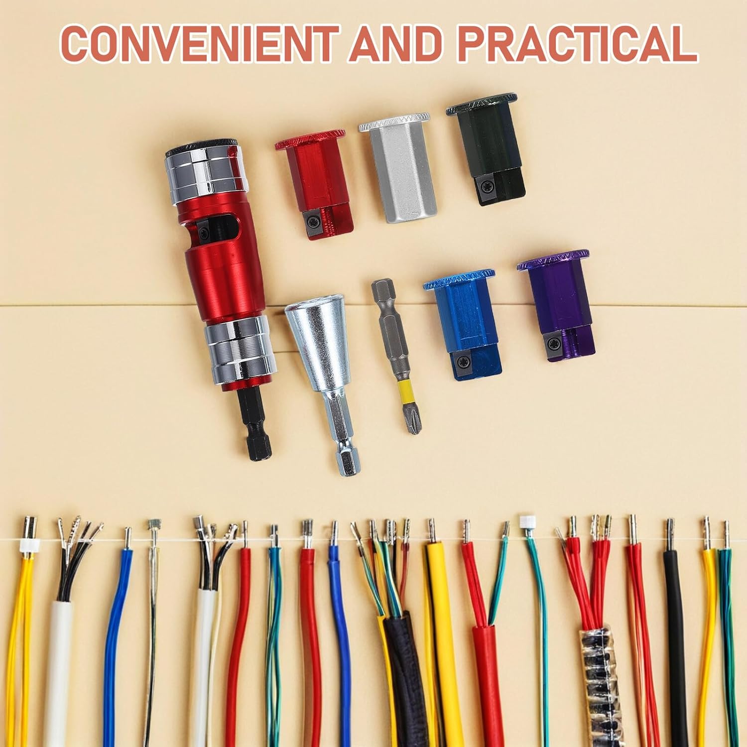 Electric Wire Stripper Kit Multi-Function Cable Stripping Tool for Flexible and Rigid Wires with 8 Pieces Plastic Case for Electricians Home Use