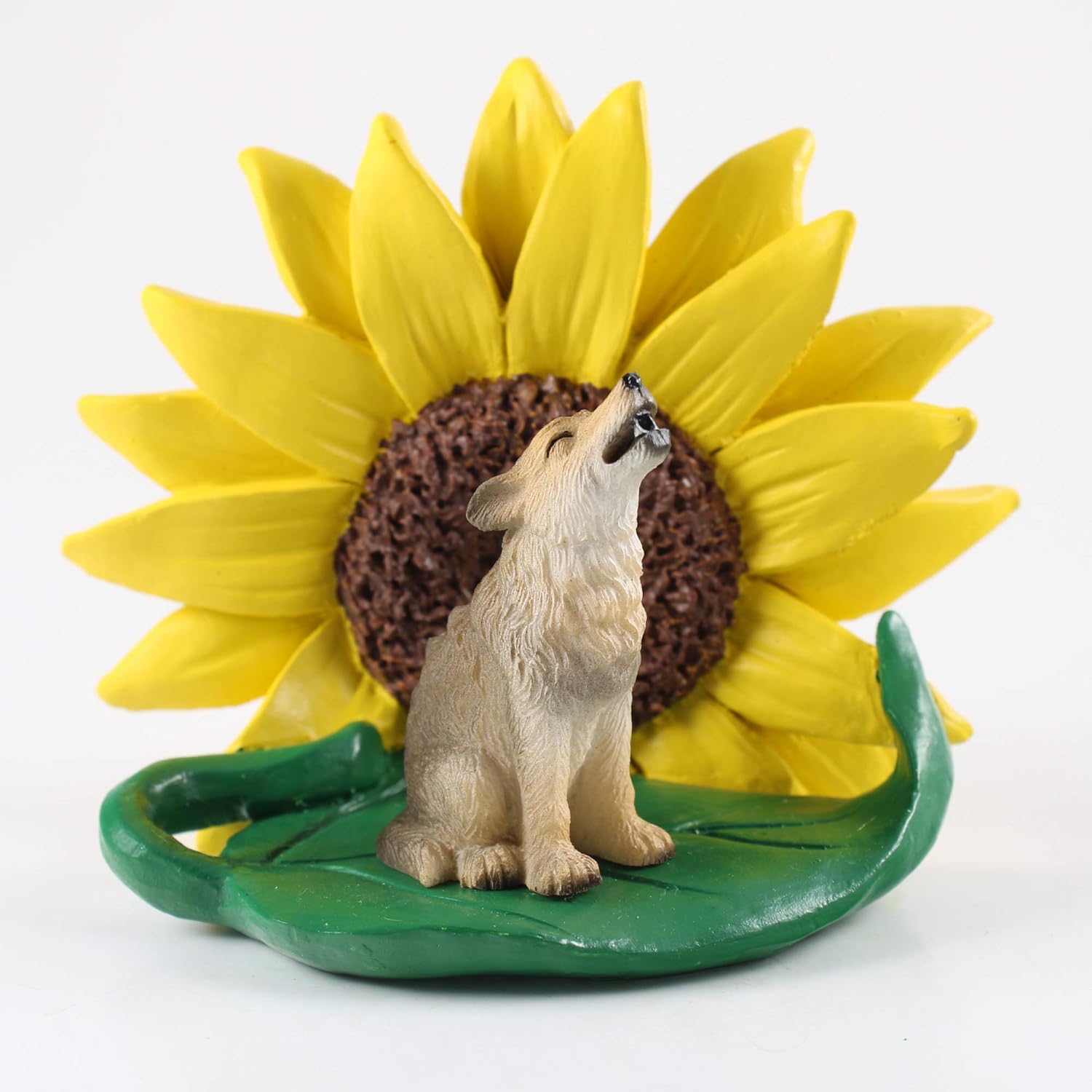 Conversation Concepts Coyote Figurine – Sunflower Statue Gift: Realistic Hand Painted Sculpture, Summer Nursery or Home Office Desk Decor, Spring Shower Present