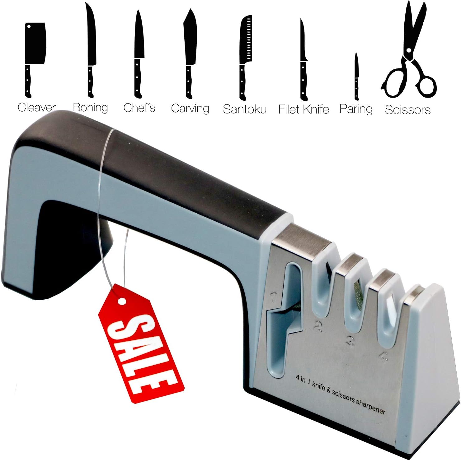Knife and Scissor Sharpener Best Professional Manual Home Kitchen Chefs Choice 4 Stage Sharpening System Kit Global Sharpeners Set for Pocket Straight and Serrated Knives