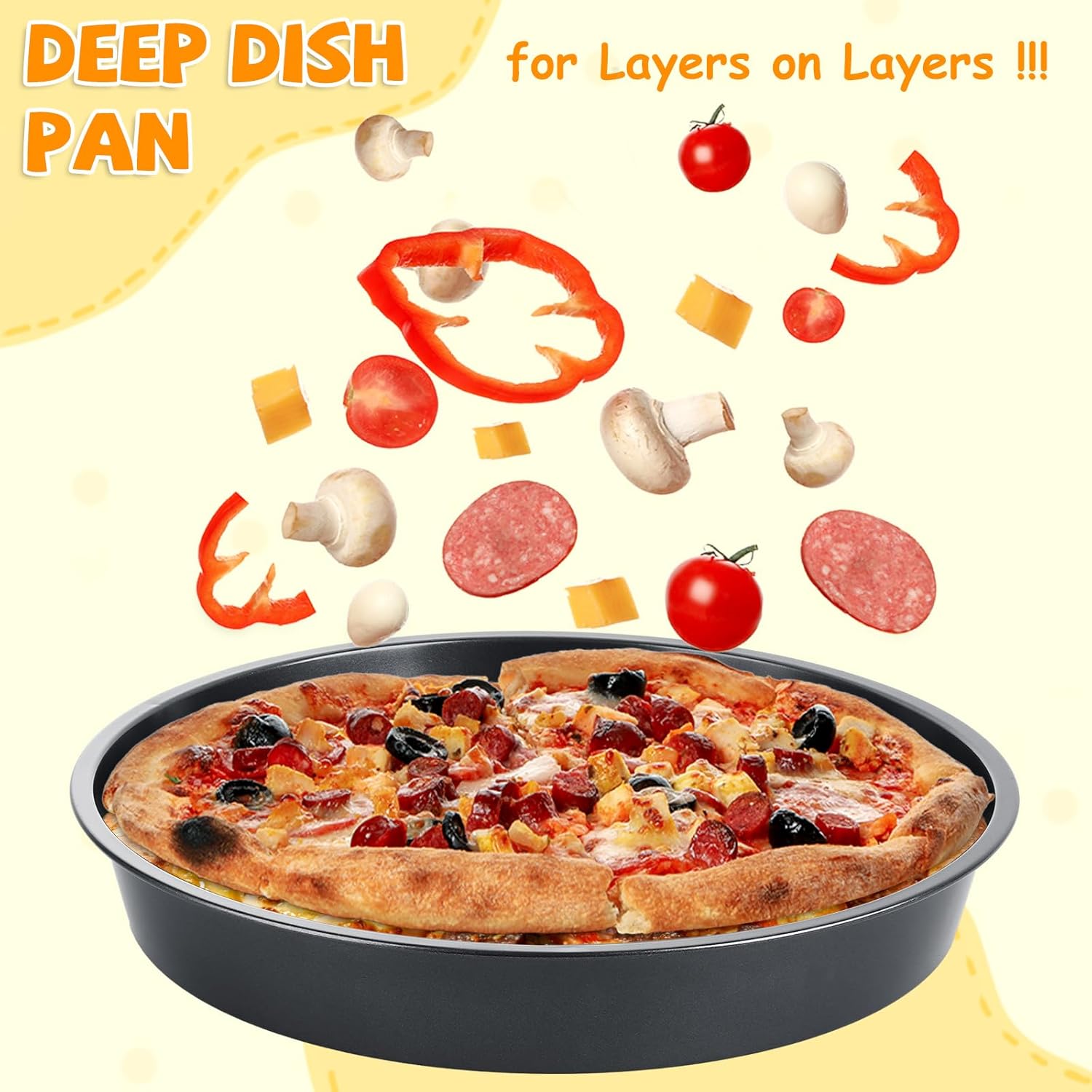 4 Pack Deep Dish Pizza Pan 12 Inch Pizza Pan for Oven Non Stick Pizza Plates Set Round Pizza Baking Sheet Nonstick Carbon Steel Pizza Platter Personal Metal Pizza Trays for Serving Cooking