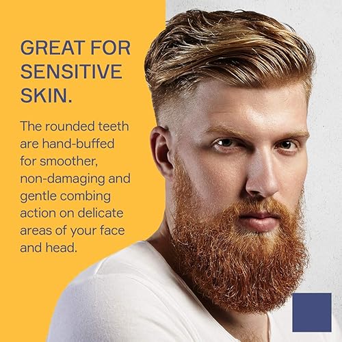 Miniatura 5 de Peine para el cabello para hombres de 7.1 pulgadas, dientes finos y gruesos para cabello, barba y bigote hecho a mano y corte de sierra (peine para