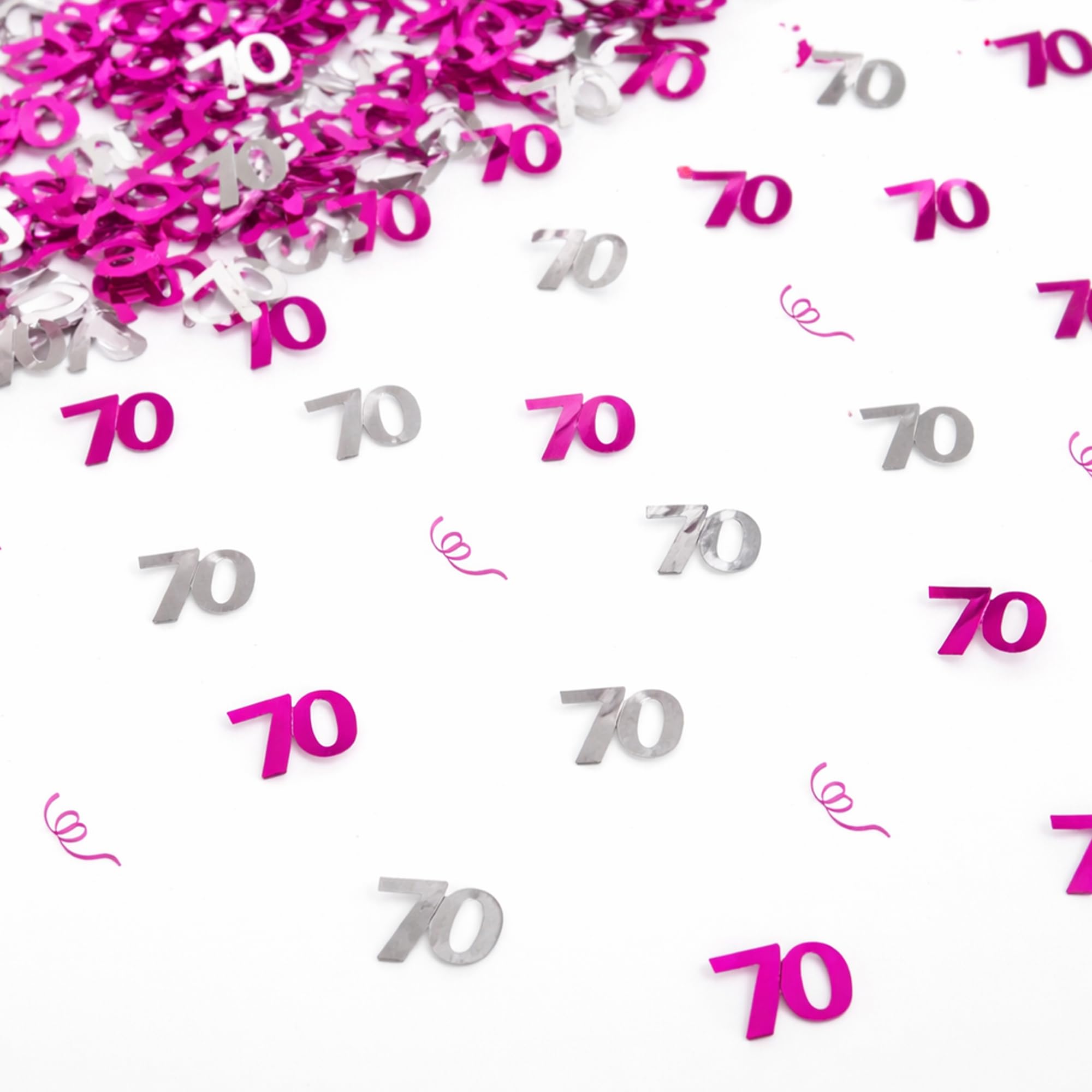 14g Pink & Silver 70th Birthday Confetti Foil Metallic Glitz Table Scatter Sprinkles Age Bday Party Decorations