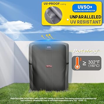 Air Conditioner Cover Waterproof AC Cover 600D Heavy Duty for Outside Units-Durable Universal Sizes Square Fits up to 30 x 30 x 36inches-Gray/Black