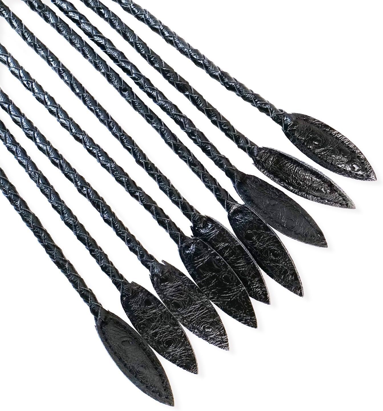 Auosxny Handwoven Genuine Leather Cat-O'-Nine-Tails Whip，Whip Costume Accessory Horse Riding Crops Equestrianism Whips for Stage Performance Racing Cosplay（78cm）
