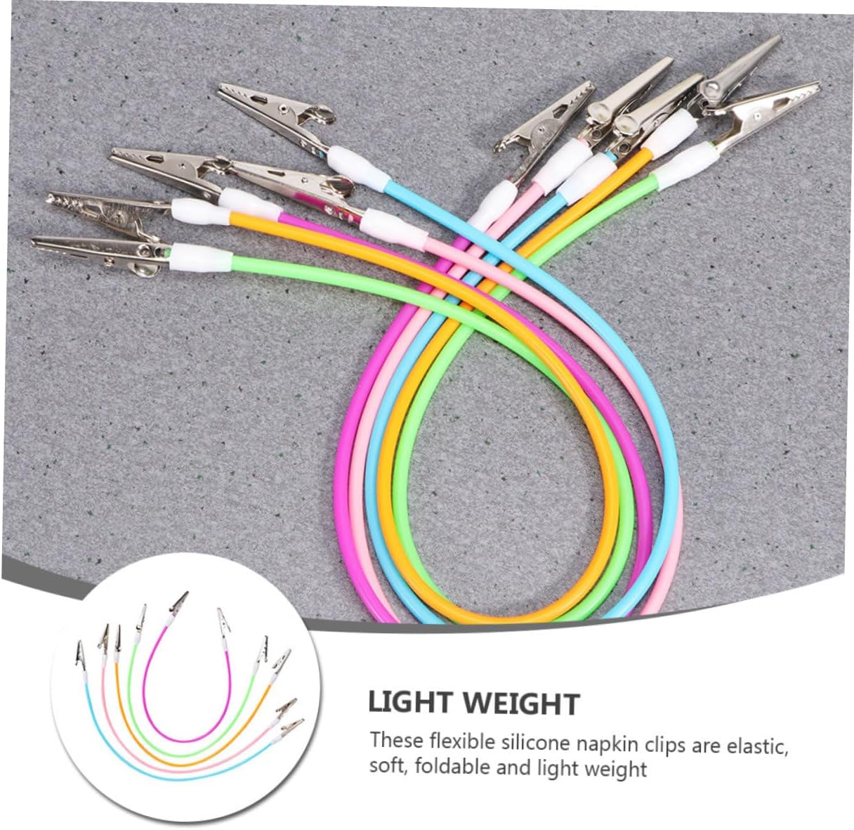 KOMBIUDA 5pcs Silicone Napkin Clips Bib Holder for Boy Girl Adults and Elderly Multi-color Durable and Reusable for Eating and Stain Protection